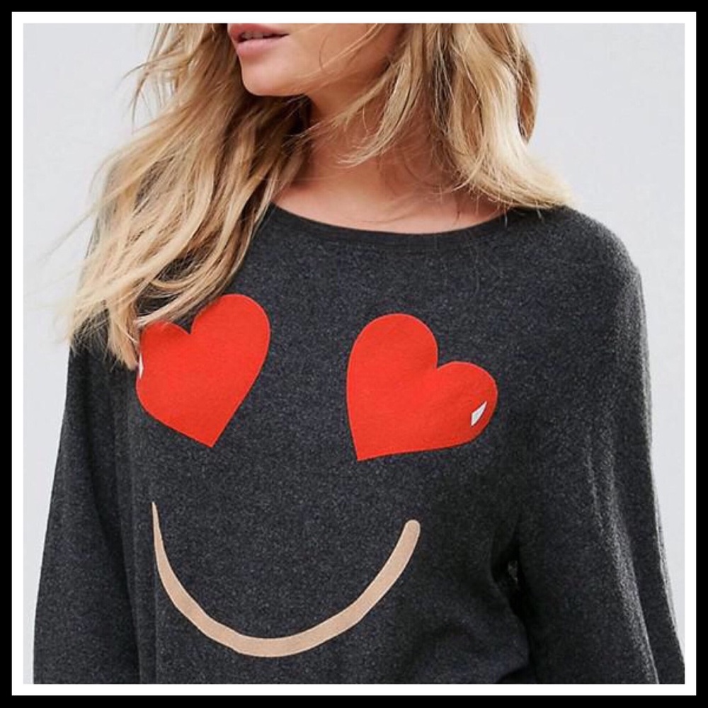 WILDFOX HEART EMOJI BLACK PULLOVER A2C - Picture 3 of 8